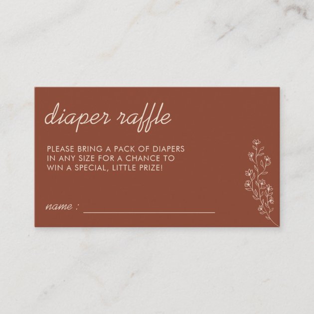 Terracotta Flower Summer Fall Raffle for Diaper Enclosure Card