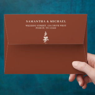 Terracotta Flower Tree Elegant Wedding Envelope