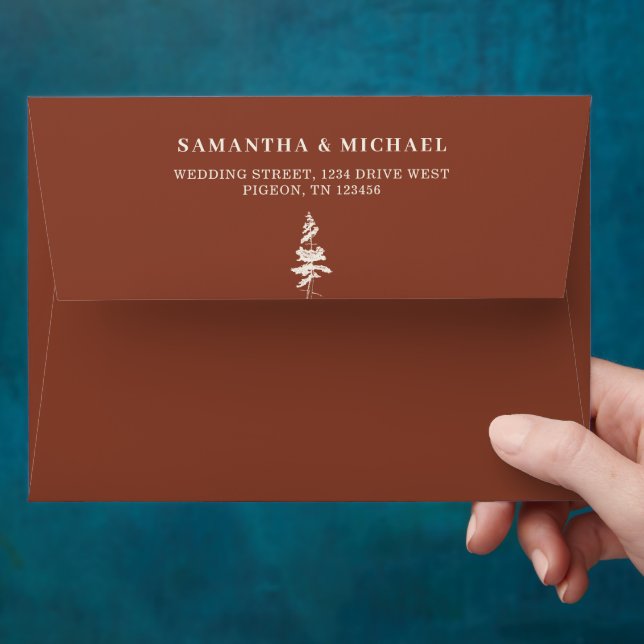 Terracotta Flower Tree Elegant Wedding Envelope (Hand)