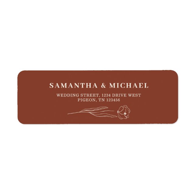 Terracotta Flower Wedding address Label (Front)