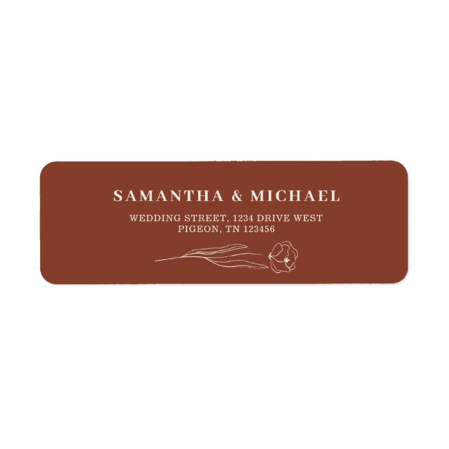 Terracotta Flower Wedding address Label