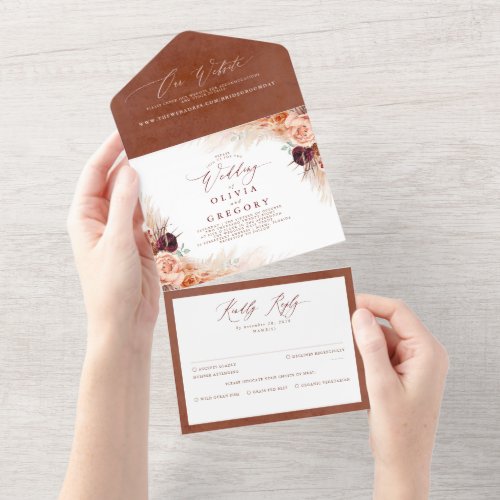 Terracotta Flowers and Pampas Grass Exotic Wedding