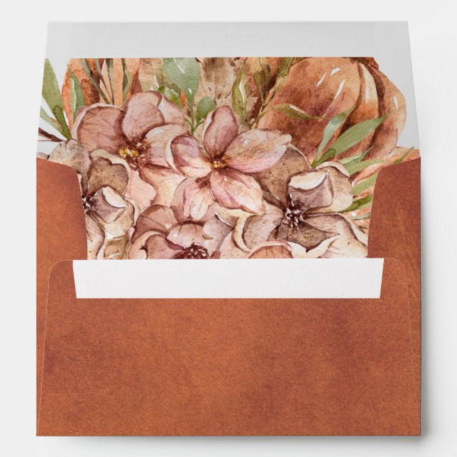 Terracotta flowers and pumpkins fall wedding  envelope (Back (Bottom))