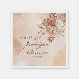 Terracotta Flowers Bohemian Rustic Floral Boho Napkins