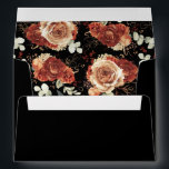 Terracotta Flowers Boho Botanical Elegant Black Envelope<br><div class="desc">Earthy natural shades - terracotta floral pattern black envelopes</div>