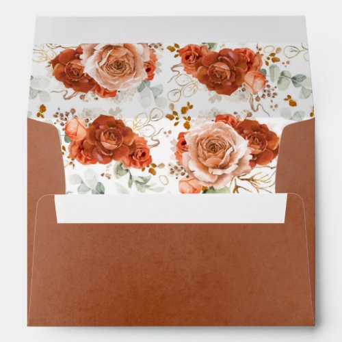 Terracotta Flowers Boho Botanical Wedding Envelope
