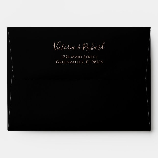 Terracotta Flowers Boho Fall Foliage Black Wedding Envelope (Back (Top Flap))