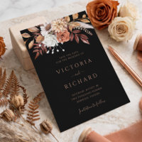 Terracotta Flowers Boho Fall Foliage Black Wedding