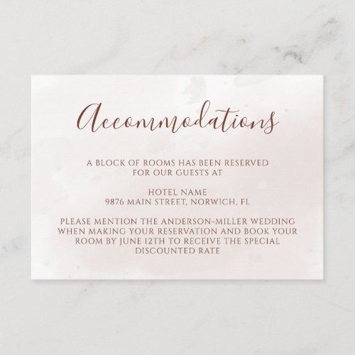 Terracotta Flowers Boho Fall Wedding Accommodation Enclosure Card