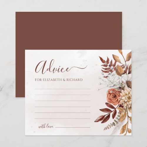 Terracotta Flowers Boho Fall Wedding Advice Card