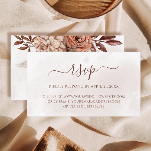 Terracotta Flowers Boho Fall Wedding Online RSVP Enclosure Card