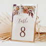 Terracotta Flowers Boho Fall Wedding Table Number