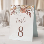 Terracotta Flowers Boho Fall Wedding Table Number Table Tent Sign<br><div class="desc">Modern bohemian style wedding table number signs featuring watercolor flowers and fall leaves in earthy tones like rust brown,  burnt orange and terracotta. Perfect choice for autumn weddings.</div>