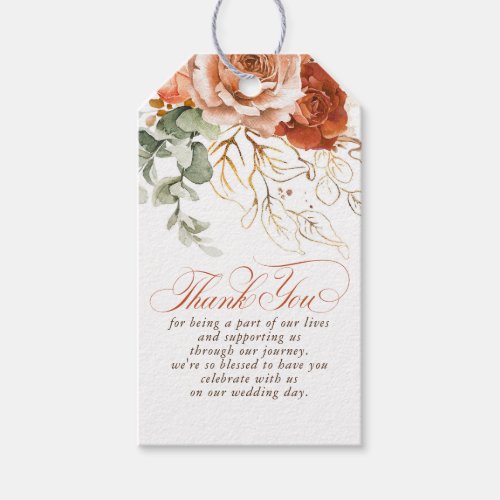 Terracotta Flowers Boho Thank You Gift Tags