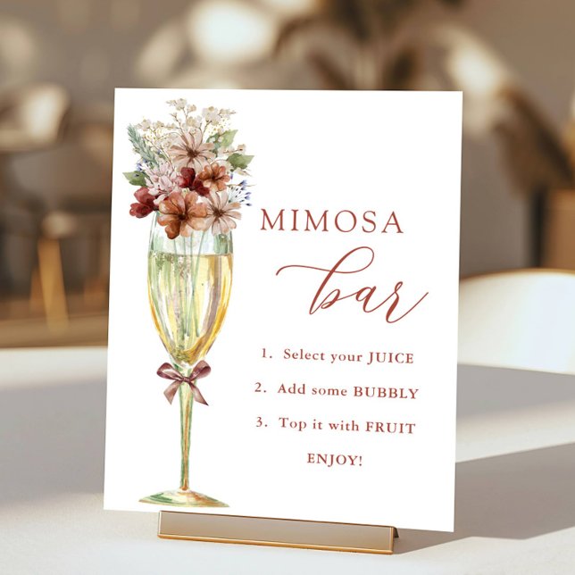 Terracotta Flowers & Champagne Mimosa Bar Shower Poster (Creator Uploaded)