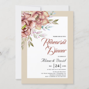 Terracotta flowers fall wedding rehearsal dinner invitation
