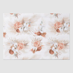 Terracotta Flowers Pampas Grass Tropical Bohemian  Tissue Paper