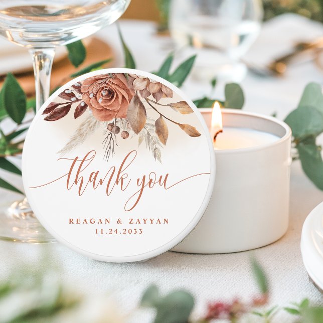 Terracotta Flowers Pampas Grass Wedding Thank You Mini Candle Favors (Creator Uploaded)