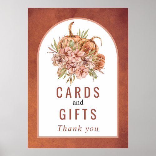 Terracotta flowers pumpkins cards and gifts poster