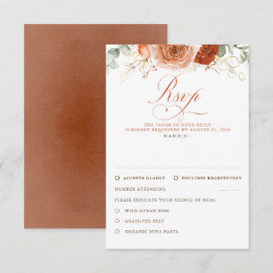 Terracotta Flowers Wedding RSVP Card