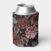 Terracotta flowers with gray leaves on a black