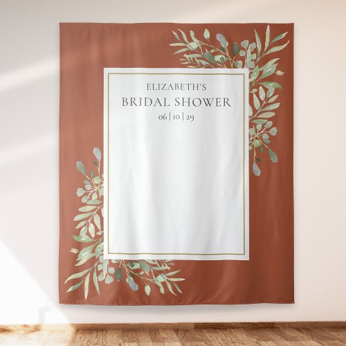 Terracotta Foliage Bridal Shower Photo Backdrop