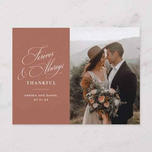 Terracotta Forever and Always Wedding Thank You  Postcard