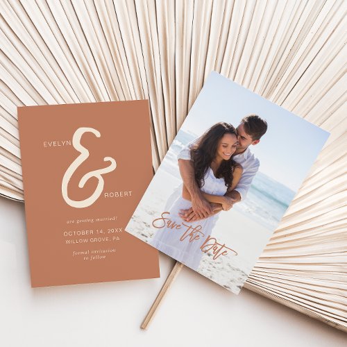 Terracotta Formal Photo Wedding Save the Date  Invitation