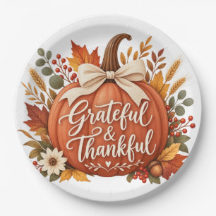 Terracotta Friendsgiving Paper Napkins, Grateful Plates