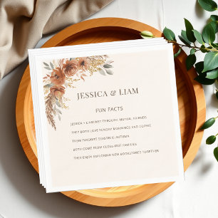 Terracotta Fun Facts about Newlyweds Fall Wedding Napkins