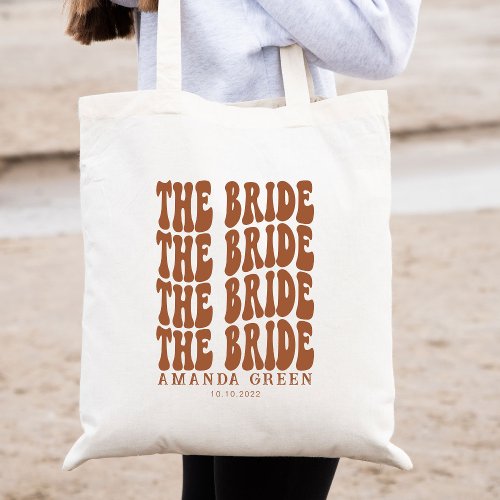 Terracotta Fun Retro Boho Personalized Bride_To_Be Tote Bag