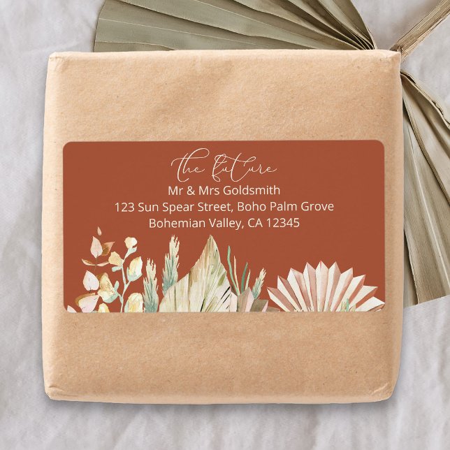Terracotta future Mr and Mrs Return Address Label (Address labels from my Boho Palm Bridal Shower Collection)