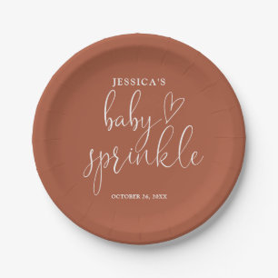 Terracotta Gender Neutral Baby Sprinkle Shower Paper Plates