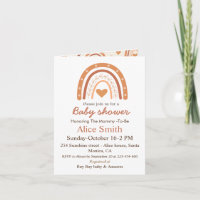 Terracotta Gender Neutral boho rainbow baby shower Invitation