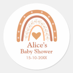 Terracotta Gender Neutral boho rainbow custom Classic Round Sticker