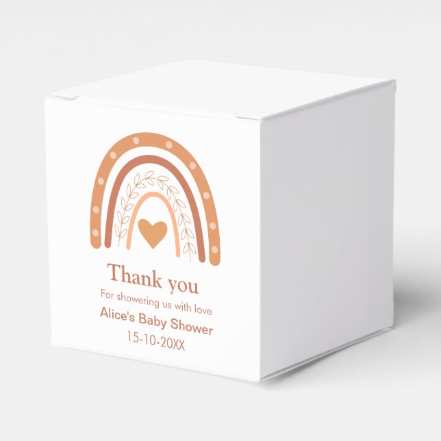 Terracotta Gender Neutral boho rainbow custom     Favor Boxes (Front Side)