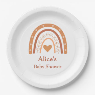 Terracotta Gender Neutral boho rainbow custom Paper Plates