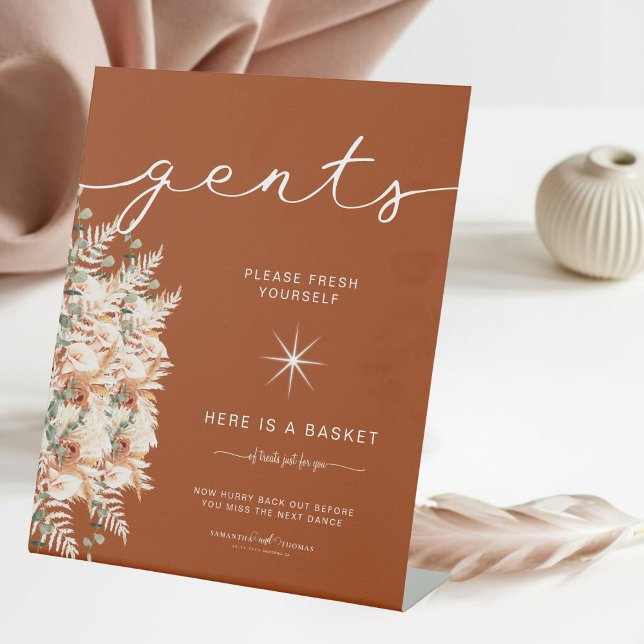 Terracotta Gents Bathroom Basket Elegant Wedding  Pedestal Sign (Creator Uploaded)