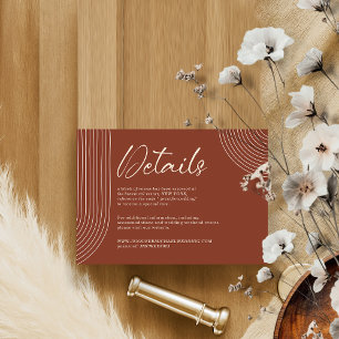 Terracotta Geometric Boho Line Art Details Enclosure Card