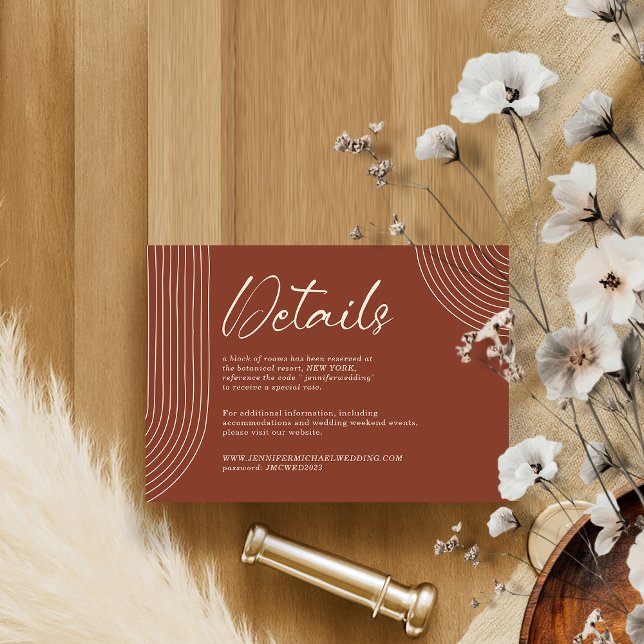 Terracotta Geometric Boho Line Art Details Enclosure Card (Creator Uploaded)
