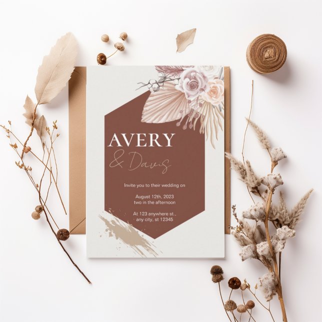 Terracotta Geometric Boho Wedding Invitation (Creator Uploaded)