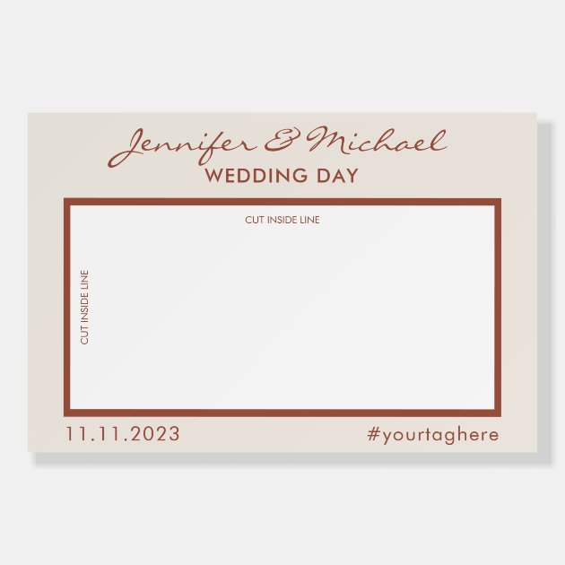 Terracotta Geometric Couple Booth Selfie Frame Foam Board