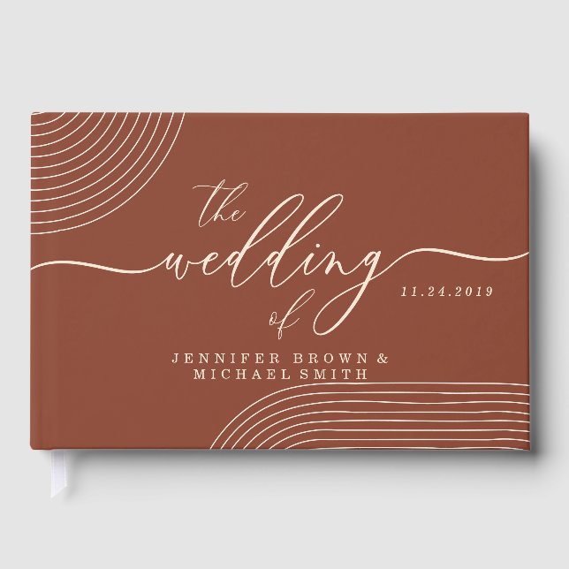 Terracotta Geometric Line Art Guest Book (Front)