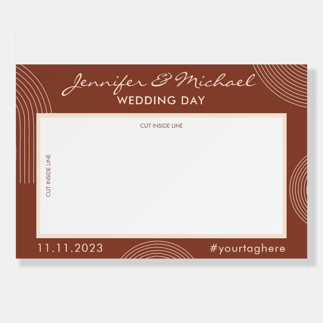 Terracotta Geometric Line Photo Booth Selfie Frame Foam Board