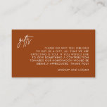 Terracotta Gift Registry Honeymoon Fund Wedding Enclosure Card<br><div class="desc">Terracotta Rust Burnt Orange Gift Registry Honeymoon Fund Wedding Cards for your wedding!</div>