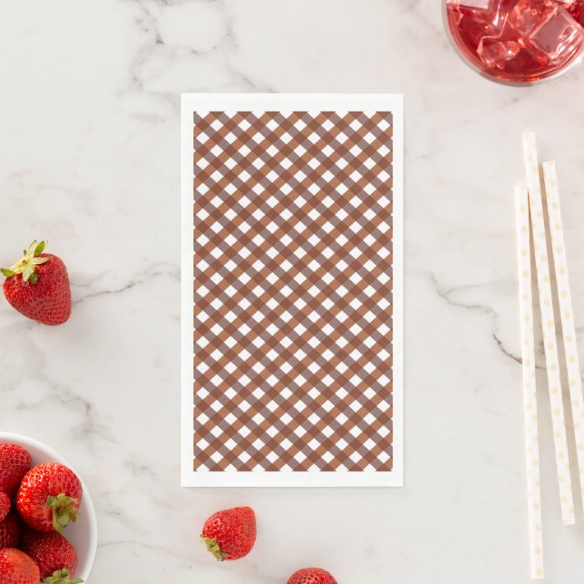 Terracotta Gingham Patterned      Paper Guest Towels (Insitu)