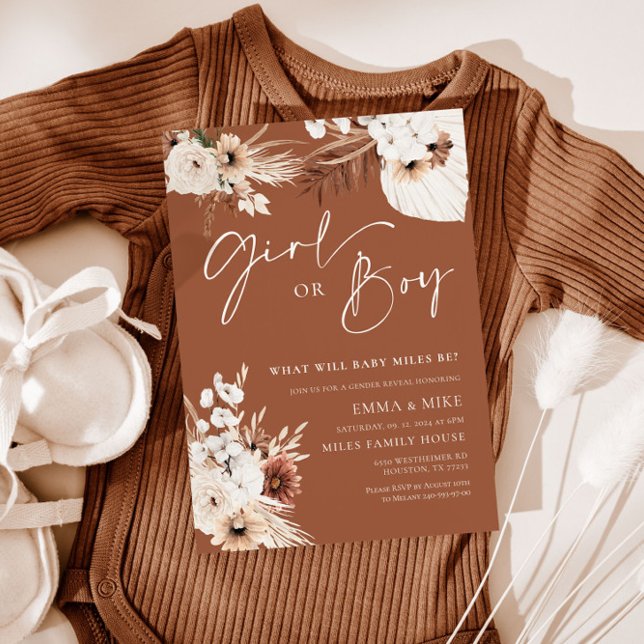 Terracotta Girl or Boy Gender Reveal Invitation (Creator Uploaded)