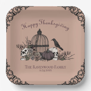 Terracotta Give Thanks Victorian Paper Plates