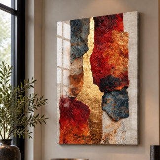 Terracotta Gold Abstract Acrylic Wall Art