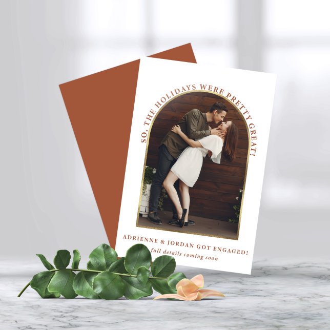 Terracotta Gold Arch Photo Engagement Announcement (Creator Uploaded)